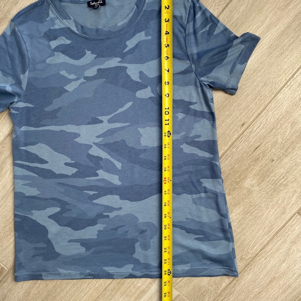 Splendid Blue Camo Crew Neck Short Sleeve T-Shirt Size Small - Picture 5 of 9